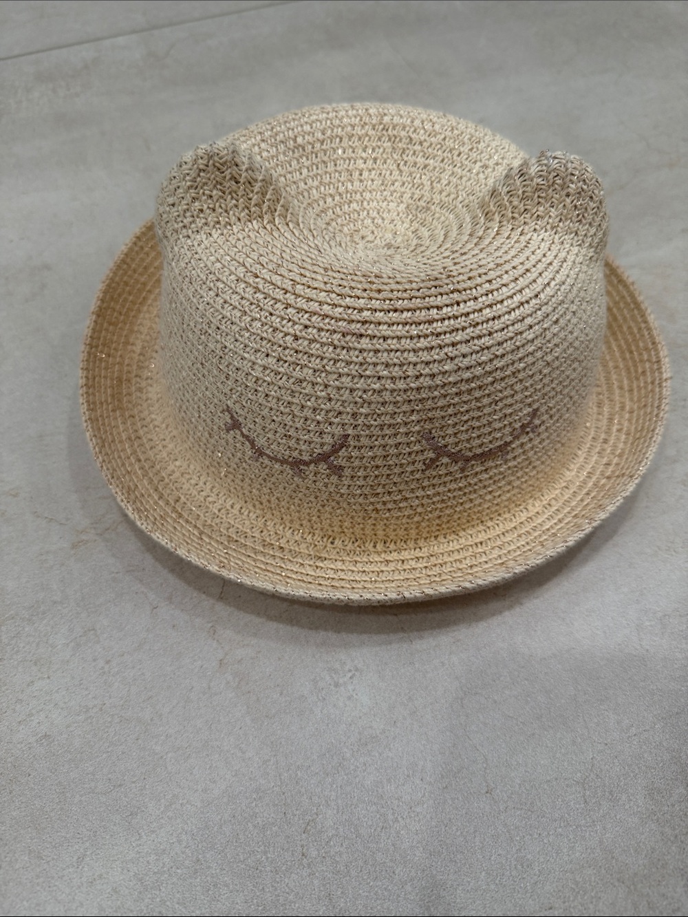 H&M Beige Straw Hat with Cat Ear Detail